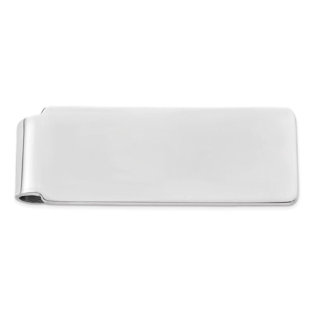 Men's Rhodium Plated Sterling Silver Polished Fold Over Money Clip